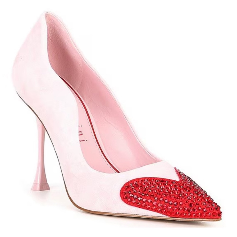 Gianni Bini Pink and Red Suede Rhinestone Pumps